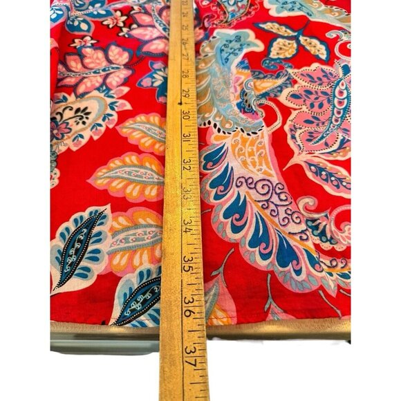 Talbots Red Paisley Dress Sleeveless Summer Sundress Women's 12P Fit & Flare - Picture 8 of 10